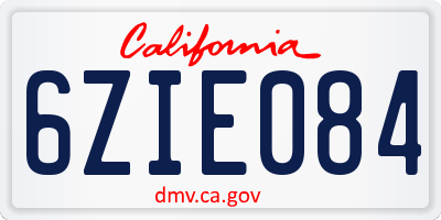 CA license plate 6ZIE084