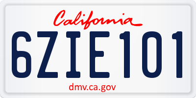 CA license plate 6ZIE101