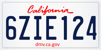 CA license plate 6ZIE124