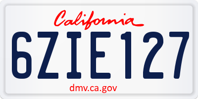 CA license plate 6ZIE127