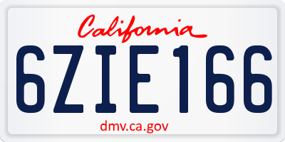 CA license plate 6ZIE166