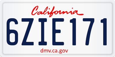 CA license plate 6ZIE171