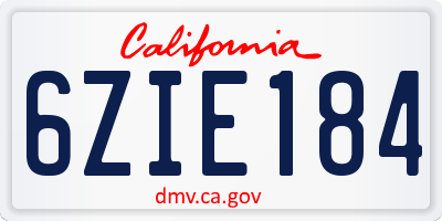 CA license plate 6ZIE184