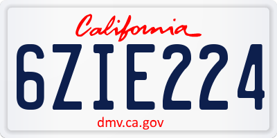 CA license plate 6ZIE224