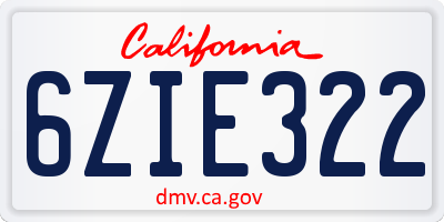 CA license plate 6ZIE322