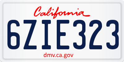 CA license plate 6ZIE323
