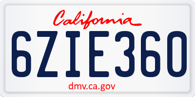 CA license plate 6ZIE360