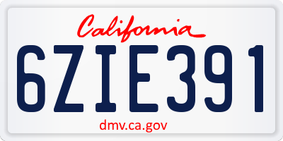 CA license plate 6ZIE391