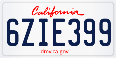 CA license plate 6ZIE399