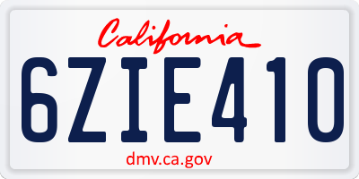 CA license plate 6ZIE410