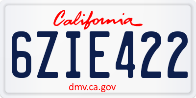 CA license plate 6ZIE422