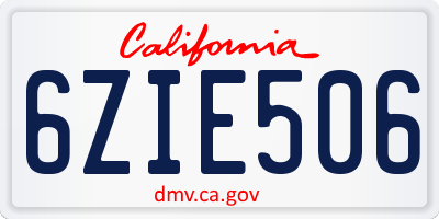 CA license plate 6ZIE506