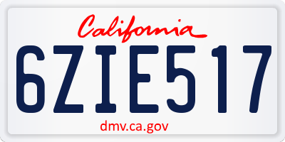 CA license plate 6ZIE517