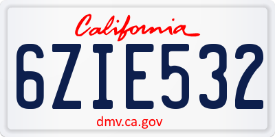 CA license plate 6ZIE532