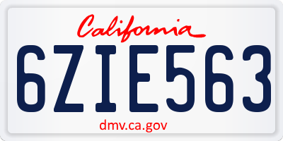 CA license plate 6ZIE563
