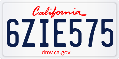 CA license plate 6ZIE575
