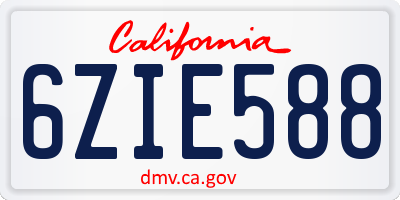 CA license plate 6ZIE588