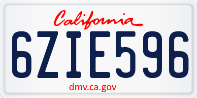 CA license plate 6ZIE596