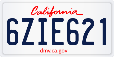 CA license plate 6ZIE621
