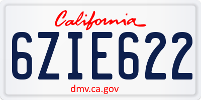 CA license plate 6ZIE622