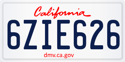 CA license plate 6ZIE626