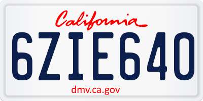 CA license plate 6ZIE640