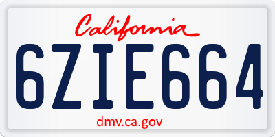 CA license plate 6ZIE664