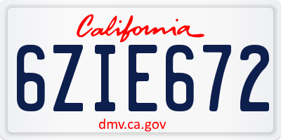 CA license plate 6ZIE672