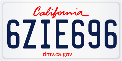 CA license plate 6ZIE696