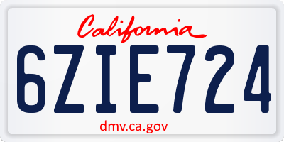 CA license plate 6ZIE724
