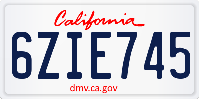 CA license plate 6ZIE745