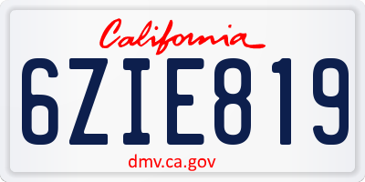CA license plate 6ZIE819
