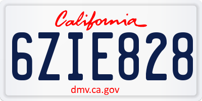CA license plate 6ZIE828