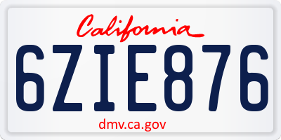 CA license plate 6ZIE876