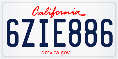 CA license plate 6ZIE886