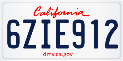 CA license plate 6ZIE912