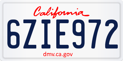 CA license plate 6ZIE972