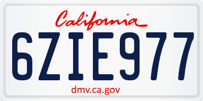 CA license plate 6ZIE977