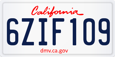 CA license plate 6ZIF109