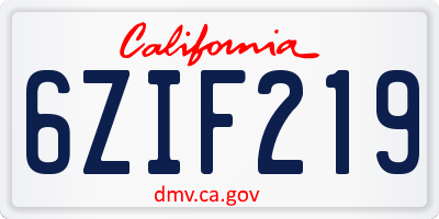 CA license plate 6ZIF219