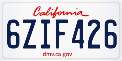 CA license plate 6ZIF426