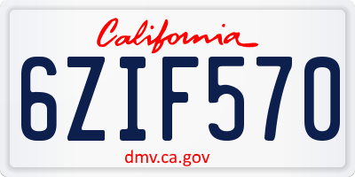 CA license plate 6ZIF570