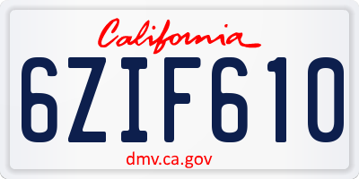 CA license plate 6ZIF610