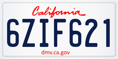 CA license plate 6ZIF621