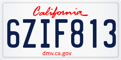 CA license plate 6ZIF813