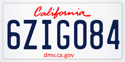 CA license plate 6ZIG084