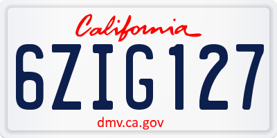 CA license plate 6ZIG127