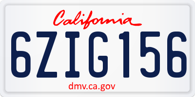 CA license plate 6ZIG156