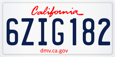 CA license plate 6ZIG182