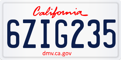 CA license plate 6ZIG235